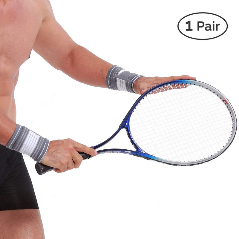 Neotech Care Wrist Band - Adjustable Compression Strap - Elastic & Breathable Fabric - Support Sleeve for Tennis, Sports, Exercise - Men, Women, Right or Left - Grey Colour (Size M, 1 Pair) 2 - NewNest Australia