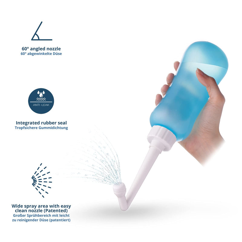 T2 Perineal Bottle - Portable Bidet for Postpartum Care, Pain Relief - 450ml Plastic Squeeze Bottle with 60° Nozzle & Washable Storage Bag - Hospital Bag Maternity Essential, Gift for Mum to Be - NewNest Australia