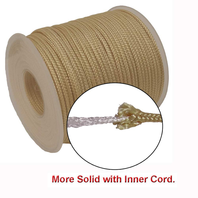 Y-Axis Roll of 60 Yards 2.0mm Light Gold Braided Nylon Lift Shade Cord with 6 Pack White Wood Cord Knobs + Soft Tape - NewNest Australia