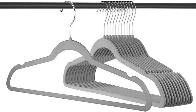 NewNest Australia - ManGotree Non-Slip Baby Velvet Clothes Hanger, Kids Coat Hanger with Swivel Hook and Notched Shoulder, Hanger for Children,Infant,Toddler Clothes 15 Pack (Grey) 