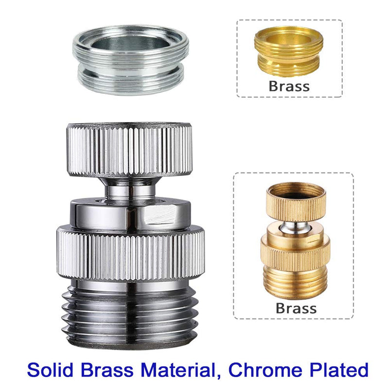 Swivel Faucet Adapter Kit, Brass 3/4-Inch Garden Hose Adapter with Aerator, Kitchen Sink Faucet Adapter for Female & Male to Male, Chrome Finish brass Chrome Finish - NewNest Australia