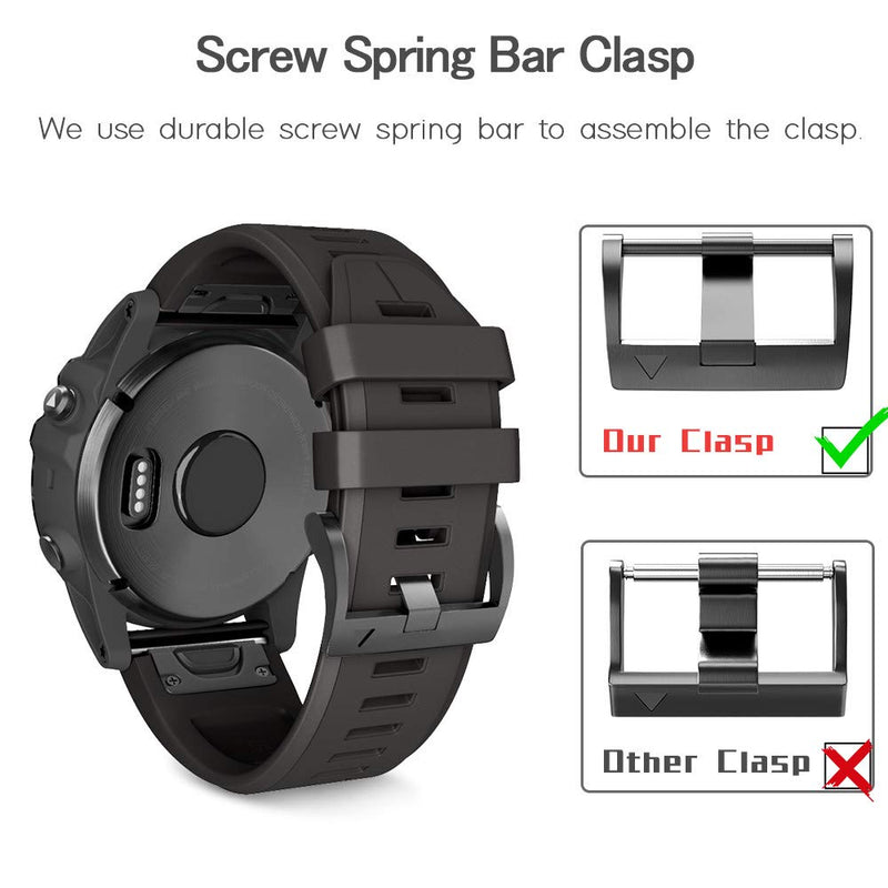 ANCOOL Compatible with Garmin Fenix 5X Plus Band 26mm Easy Fit Silicone Watch Strap Wristbands Replacement for Fenix 7X/Fenix 6X Pro/Fenix 6X/D2 Delta PX/Tactix Delta/Descent Mk2 (Pack of 7) 7PCS Pack - NewNest Australia