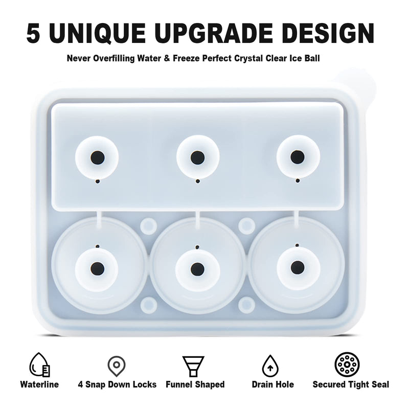 Ice Cube Tray, Large Silicone Whiskey Ice Mold, 2-in-1 Round Sphere Ice Ball Maker & Square Ice Tray for Cocktails,Bourbon,Brandy, Gift for Men Dad Boyfriend - NewNest Australia