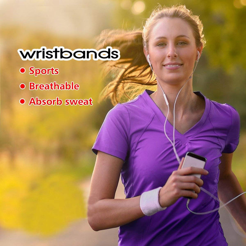 10 Pairs Sports Wristbands, Wrist Sweatbands for Men & Women, Stretchy & Sweat Absorbing Cotton Terry ,Perfect for Basketball, Football, Tennis, Soccer, Running & Working Out (10Pairs) - NewNest Australia