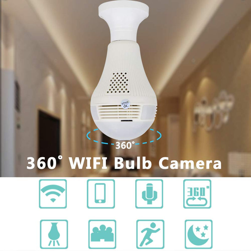 WiFi Camera, Include 32gb Card 1080P WiFi Security Camera, 2mp Wireles IP Led Cam,360 Degrees Panoramic vr Home Surveillance Cameras, Motion Detection/Night Vision/Alarm (White) White - NewNest Australia