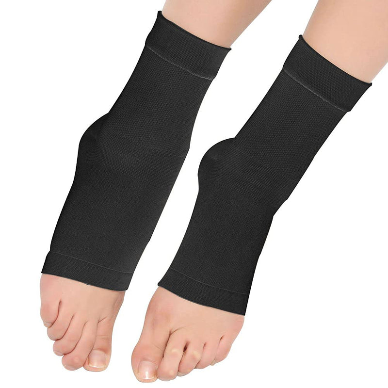 Eyotto 1 Pair Compression Ankle Brace Medical Breathable Ankle Support Elastic Thin Foot Care Sleeve Socks For Pain Relief, Plantar Fasciitis, Arthritis, Black, L - NewNest Australia