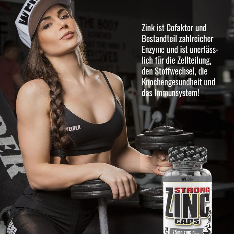 WEIDER Strong Zinc Caps, high dosage, premium quality 25 mg zinc per capsule, 120 capsules, immune system - NewNest Australia