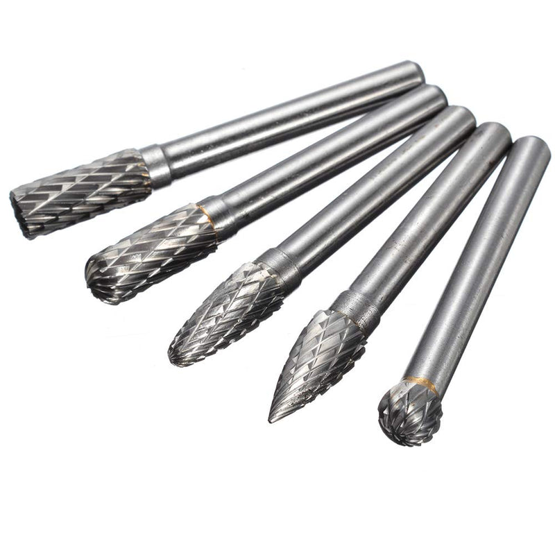 5 PCS Double Cut Tungsten Carbide Rotary Burrs 1/4"(6mm) Shank and 2/5"(10 mm) Head Size Die Grinder Bits for Drilling Polishing Carving Engraving by YEEZUGO - NewNest Australia