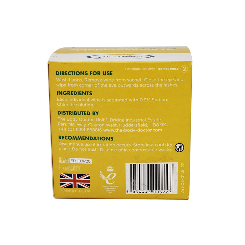 The Eye Doctor Junior Eyelid Wipes - 20x Individually Wrapped Kids Eye Lid Cleansing Wipes - Daily Hygiene & Dry Eye Relief - Suitable for Children's Sensitive Eyes - NewNest Australia