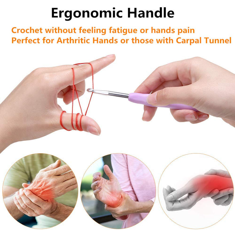 14 Sizes Crochet Hooks Set,2mm(B)-10mm(N) Ergonomic Crochet Hooks with Case for Arthritic Hands,Extra Long Crochet Needles - NewNest Australia