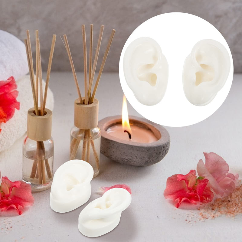 Balacoo 1 Pair Simulation Silicone Ear Model Earring Display Props Reusable Silicone Ear Model For Teaching Ear Picking Practice Hearing Aid Wearing 6. 00X5. 00X4. 00Cm White - NewNest Australia