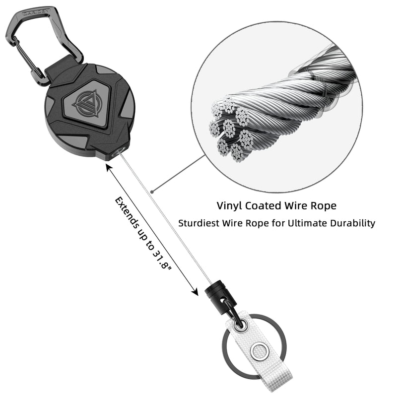Oaridey 2 Pack Retractable Keychain Heavy Duty, Badge Reels Retractable, Tactical ID Badge Holder with Upgraded Zinc Alloy Carabiner, 31.5'' Coated Steel Cord, Bearing 8.0 oz - NewNest Australia