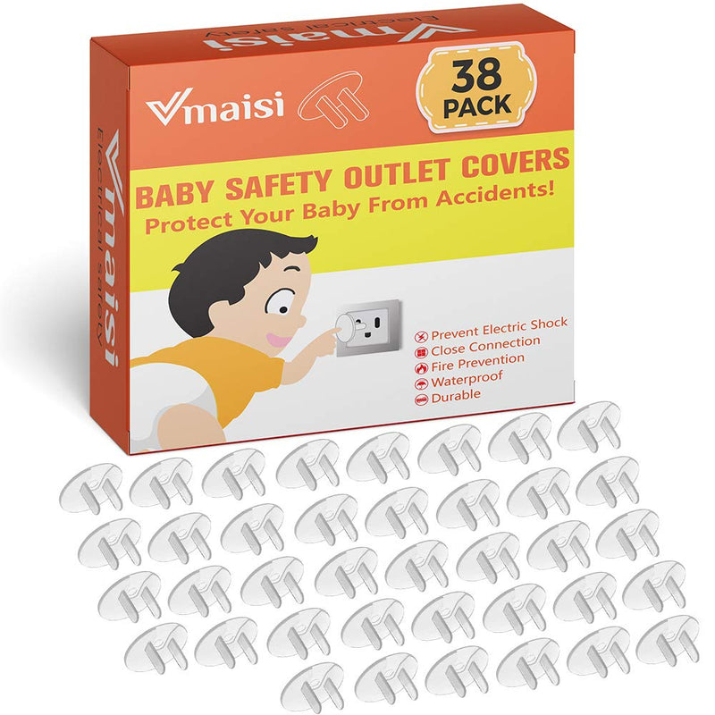 38 Pieces Clear Outlet Covers Baby Proofing - Vmaisi Electrical Safety ChildProof Plug Protector - (Clear, 38 Pack) - NewNest Australia