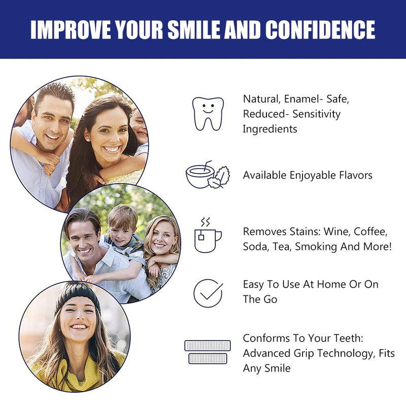 Teeth Whitening Strips, Teeth Bleaching, Teeth Whitening Kit, Teeth Whitening Natural Healthy Teeth Refresh Breath Tooth whitening kit for for Improve Coffee, Tea Stains and Refresh Breath, 14 Pairs - NewNest Australia