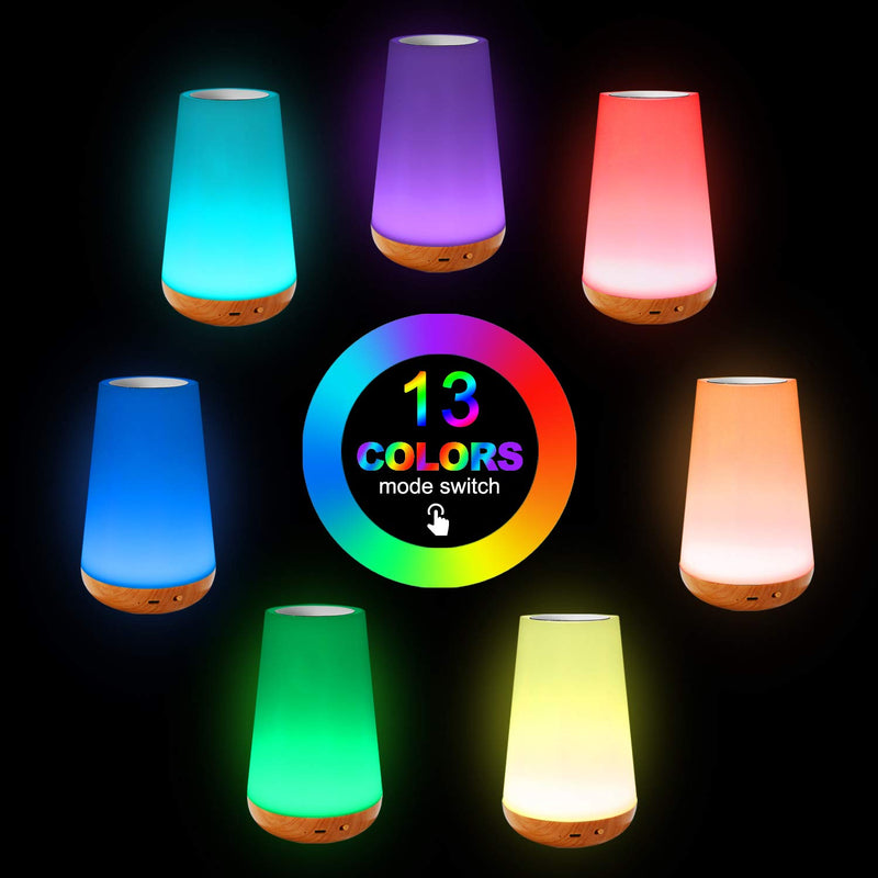 NewNest Australia - Bedside Table Lamp Touch Nightlight with 13 Color Changing Touch Senor Remote Control USB Charging Port 5 Level Dimmable for Bedroom/Office/Hallways 