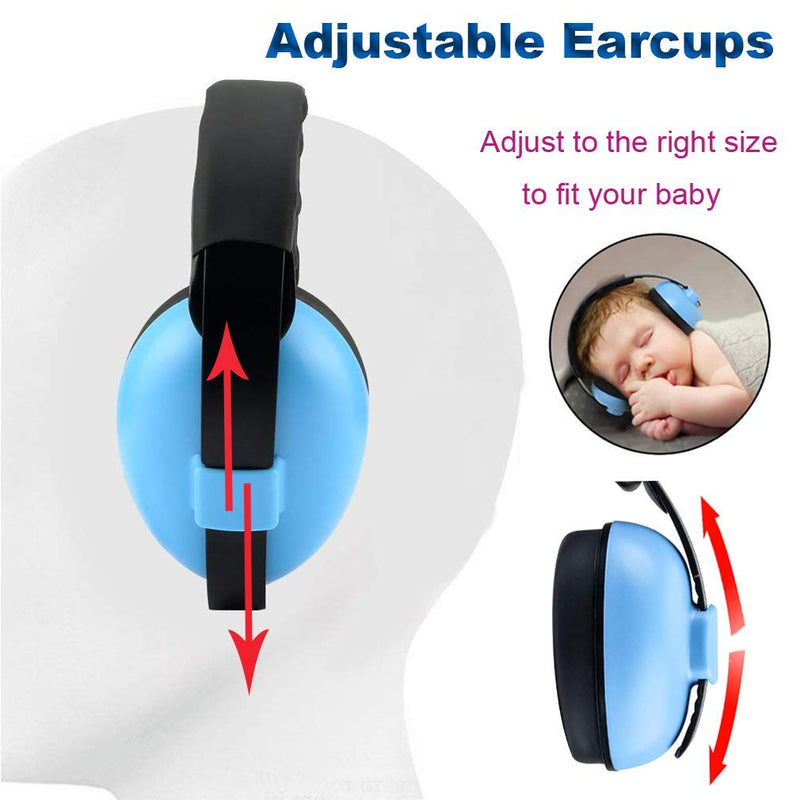 Baby Noise Cancelling Headphones, Ear Protection Earmuffs Noise Reduction for 0-3 Years Kids/Toddlers/Infant, for Babies Sleeping, Airplane, Concerts, Movie, Theater, Firework (Blue) Blue - NewNest Australia