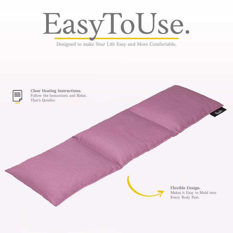 Grain pillow - heat pillow microwave made of cotton 46 x 12 cm - wheat filled - soft spelled pillow for pain relief back, neck and shoulder - great gift - purple - NewNest Australia