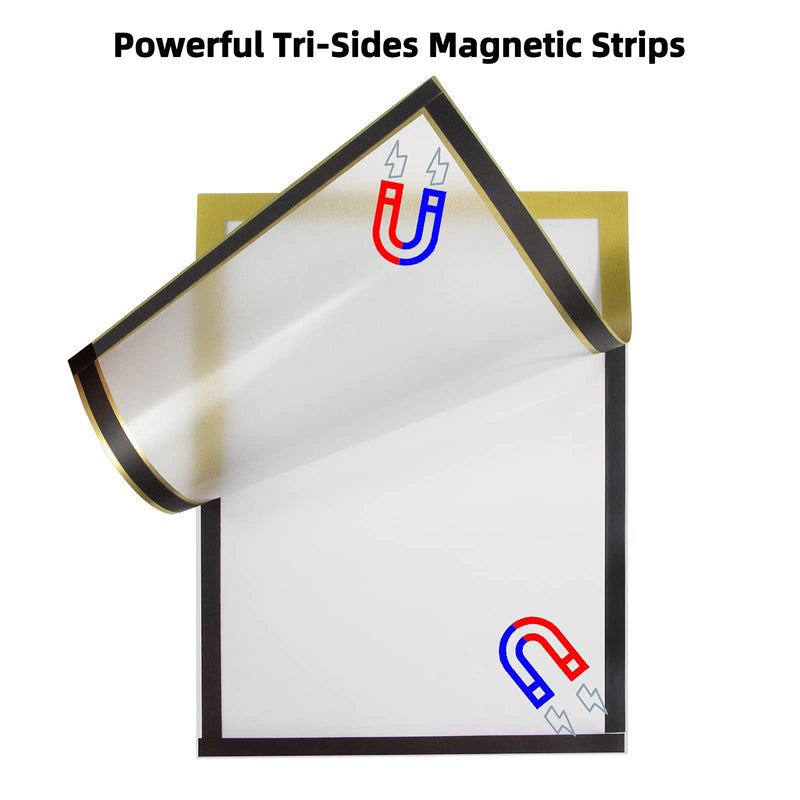 JIUYE A4 Self Adhesive Magnetic Display Frame,Dual Side Transparent Magnetic Window Sign Holder for Office/Store/School as Shop Window Notice Display Frame/Schedule (A4 2Pcs, Golden) A4 2Pcs - NewNest Australia
