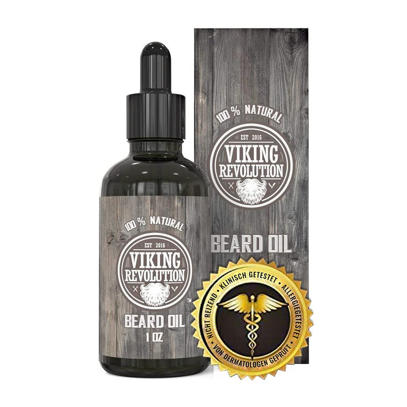 Viking Revolution Beard Oil Conditioner - Natural, Unscented Argan and Jojoba Oil - Softens the Beard, Protects and Strengthens Beard Growth - Care for Beard and Mustache, 1 Pack of Beard Oil Unscented 30 ml (Lot de 1) - NewNest Australia