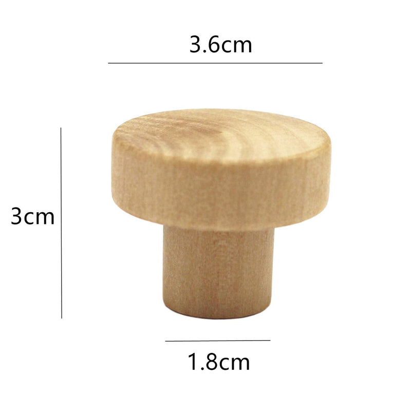 WEICHUAN 20PCS Round Unfinished Wood Cabinet Furniture Drawer Knobs Pulls Handles (Diameter: 3.6cm Height: 3cm) - NewNest Australia