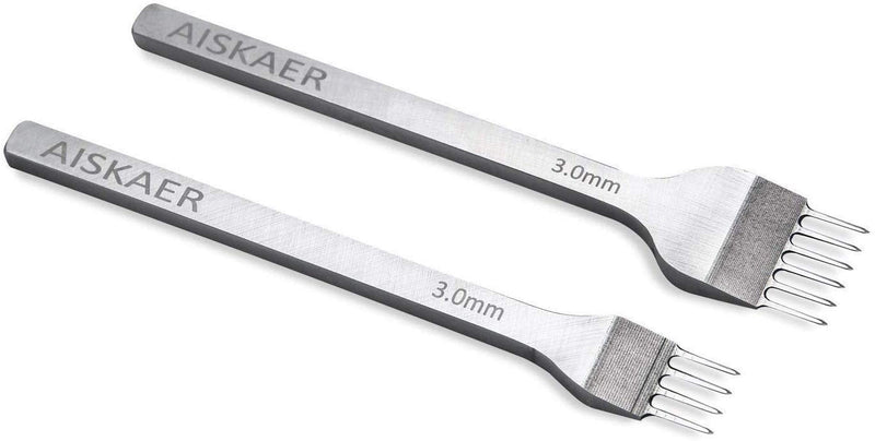 Aiskaer White Steel 3mm 1/2/4/6 Prong DIY Diamond Lacing Stitching Chisel Set Leather Craft Kits - NewNest Australia