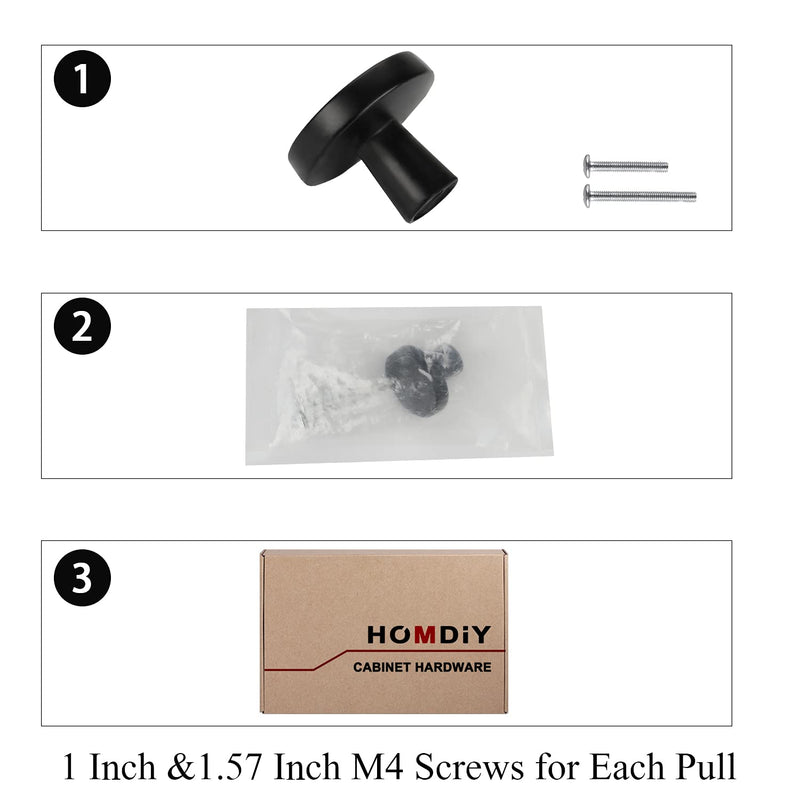 homdiy 5 Pack Matte Black Cabinet Knobs Round Black Knobs - 1.27 Inch Mushroom Kitchen Cabinet Knobs Solid Black Knobs for Kitchen Cabients, Dresser Drawers - NewNest Australia
