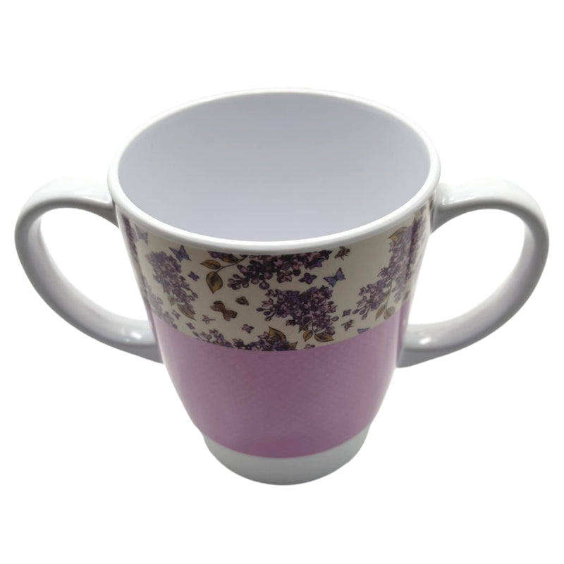 Rosa Lifestyle Lilac Two Handled Melamine Mug, 126g Weight and 400ml/ 14oz Capacity, Daily Living Mobility aid for Dementia, weak Grip, Tremors - NewNest Australia