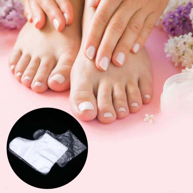 Exceart 200 pcs Paraffin Bath Liner Clear Plastic Disposable Booties for Foot Pedicure Hot Spa Wax Treatment Thermal Therapy Feet Covers Bags Plastic Socks Liners - NewNest Australia
