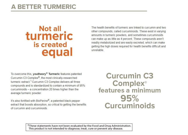 Youtheory Turmeric Extra Strength Formula Capsules 1,000 mg per Daily, 180 Count (Pack of 1) 180 Count (Pack of 1) - NewNest Australia