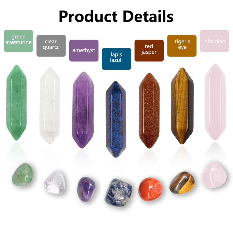 Chakra Stone Healing Crystals Set in Box, Natural Reiki Healing Crystal Points Gemstone Wand Set for Meditation Crystal Therapy Anxiety Relief Balancing Yoga Crystals and Gemstones for beginner(14pcs) - NewNest Australia