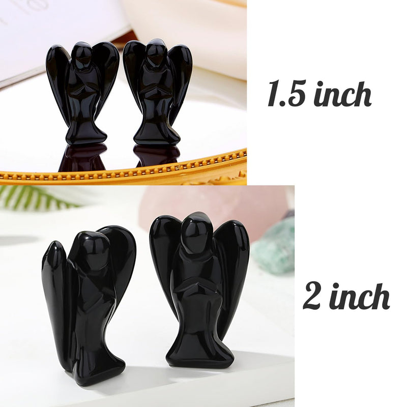 XIANNVXI 2" Crystal Angel Black Obsidian Healing Crystals Guardian Angel Natural Hand-carved Gemstones Stones Reiki Protection Crystal Gifts O - 2" Black Obsidian - NewNest Australia