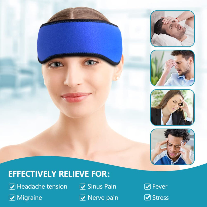 Hilph® Migraine Ice Head Wrap Headache Ice Pack, Gel Cold Pack Head Ice Pack Wrap Headband Cold Therapy for Headache, Occipital Neuralgia, Chemo Surgery, Itching - 29.5"x 3.5" - NewNest Australia