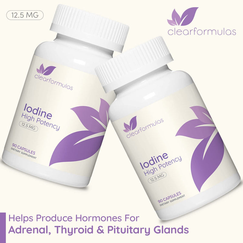 ClearFormulas Iodine 12.5 mg, High Potency Iodine and Iodide Supplement to Support Thyroid Health and Hormone Balance, 90 Capsules (90 Servings) - NewNest Australia