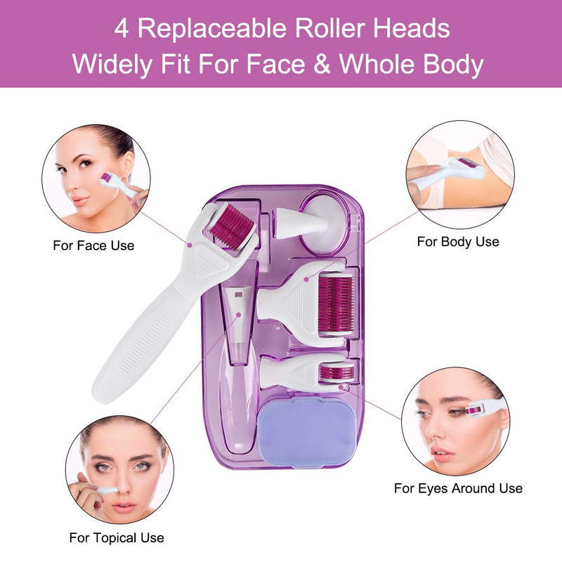 SONGQEE Derma Roller, Derma Roller Kit 6 IN 1 Micro Needling System Reduce Wrinkles, Sun Damage, Dark Spots, Scars, Cellulite, Stretch Marks to use on Face, Eyes, Body - NewNest Australia