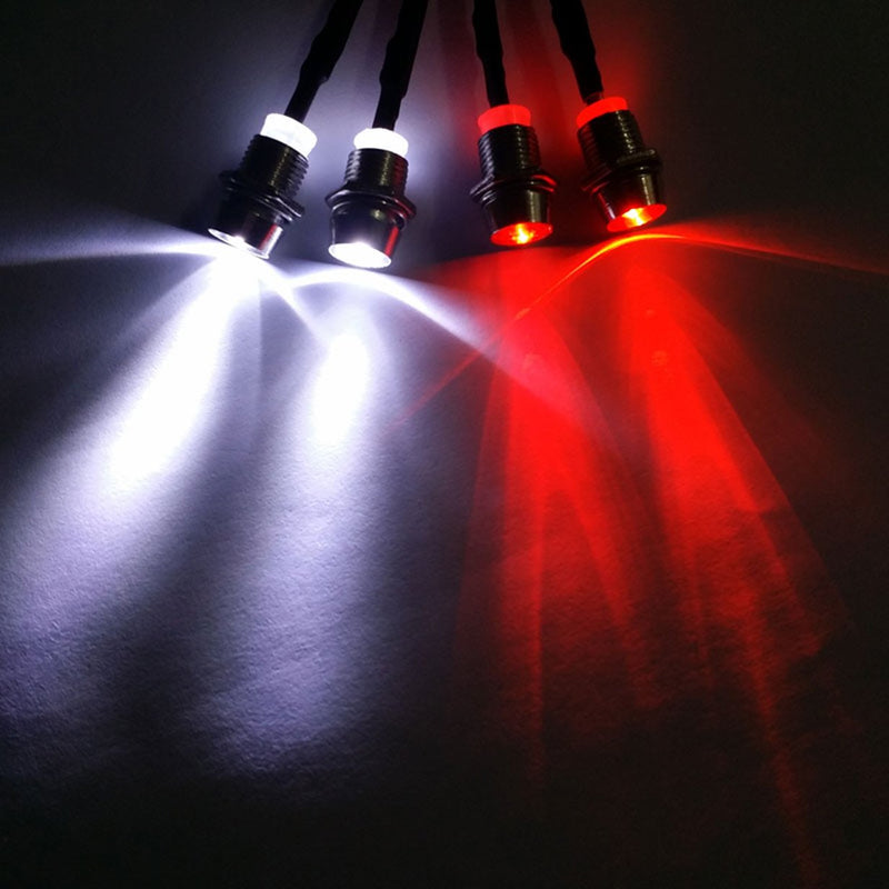 ShareGoo 4Leds LED Light Headlights Taillight Kit Accessories Compatible with Traxxas HSP Tamiya Redcat RC4WD Axial SCX10 RC Car Truck Tank Crawler(2 Red +2 White) - NewNest Australia