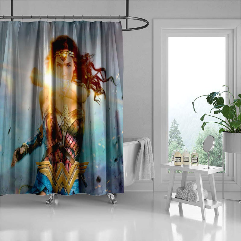 Hero Shower Curtains, Waterproof Polyester Shower Curtain for Bathroom, Wonder Woman Decor Shower Curtain Set with Hooks, 71X 71 in - NewNest Australia