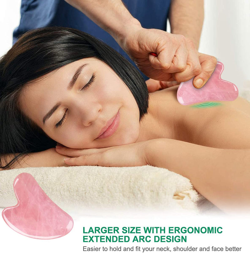 TAUBE Gua Sha Facial Tools Natural Premium Jade Stone Guasha Tool for Body Face Massage Scraping Board Trigger Point Massager Tool Pink - NewNest Australia