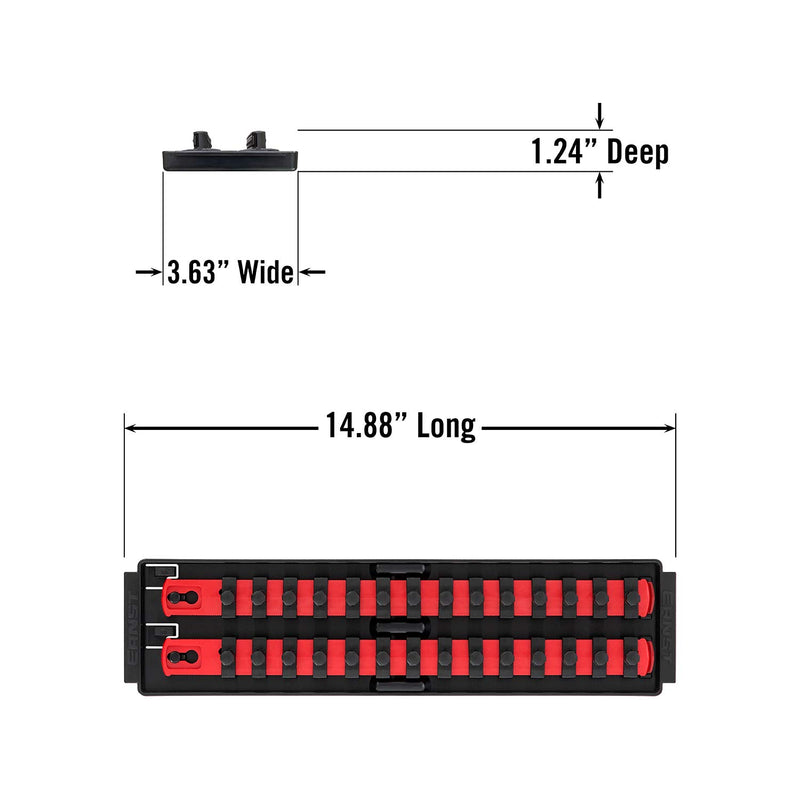 Ernst Manufacturing Socket Boss 2-Rail 3/8-Inch-Drive Socket Organizer, 13-Inch, Red - 8493 13" 3/8" Drive - NewNest Australia