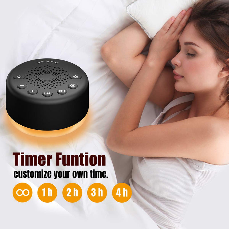 Easysleep Sound White Noise Machine with 25 Soothing Sounds and Night Lights with 32 Levels of Volume 5 Timers Memory Function for Adults Babies and Kids (Black) Black - NewNest Australia
