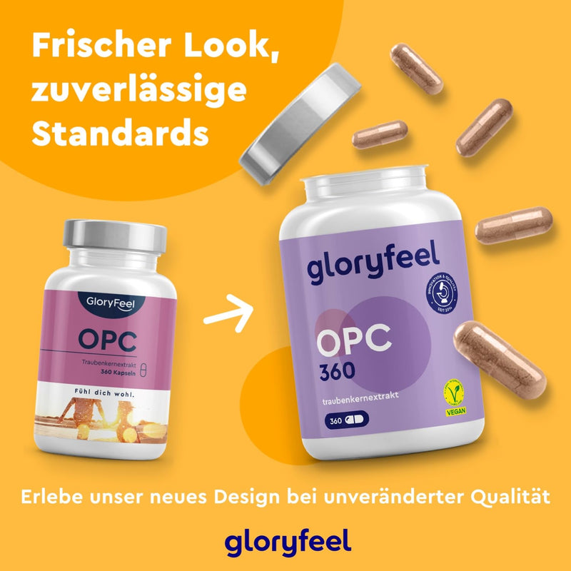 OPC Grape Seed Extract 360 capsules - 1052mg extract + vitamin C per daily dose - Made from original French grapes - 6 month pack - Laboratory tested, Vegan made in Germany - NewNest Australia