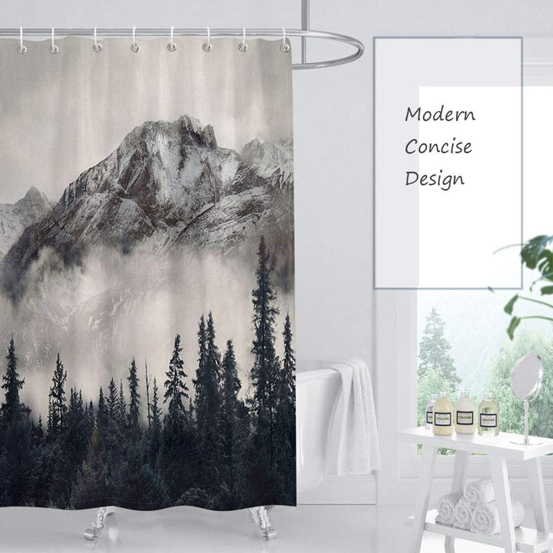 Canadian Smoky Mountain Cliff Outdoor Idyllic Photo Art Shower Curtain No Liner, National Parks Home Decor Curtain, Waterproof Polyester Fabric Bathroom Shower Curtain with Hooks 72" x 72" - NewNest Australia