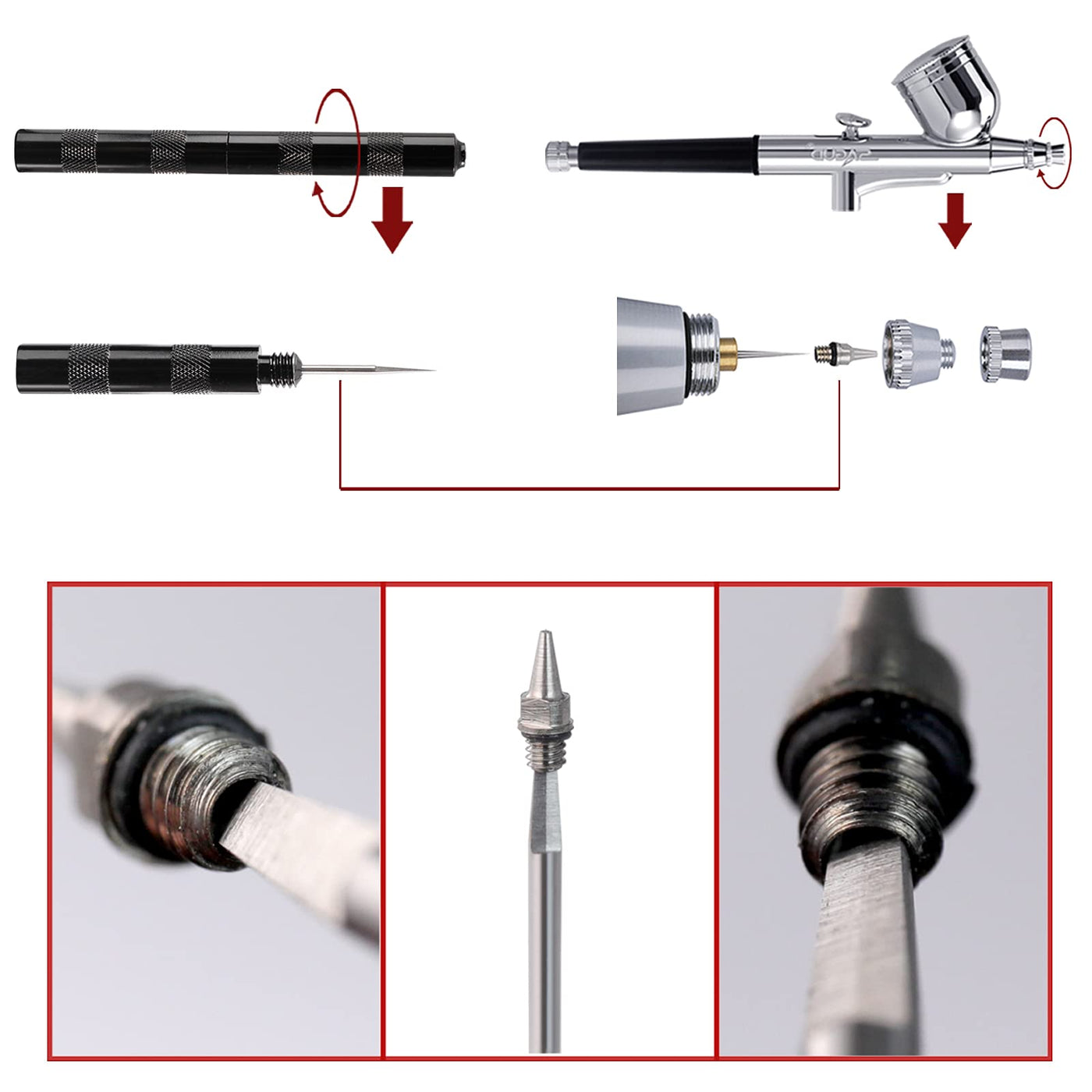 SAGUD Airbrush Painting Cleaning Tools Kit, Air Brush Accessories Spray Gun  Cleaner Wash Needle with Nozzle Spanner Wrench and Stainless Steel Brushes