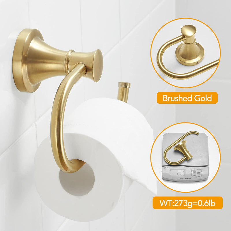 BESy Brushed Gold Toilet Tissue Paper Holder Brushed Gold Bathroom Accessories Toilet roll Paper Hanger, Wall Mounted, Rustproof - NewNest Australia