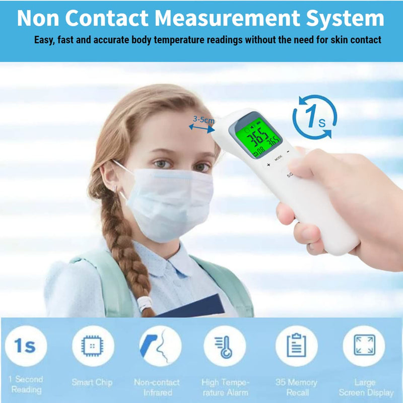 Spinegear Forehead Thermometer for Home use UK CE Approved Medical Non Contact 3 in 1 Ear Body Temperature Food & Room Contactless Digital Infrared Thermometer for baby Adult Large LCD Display - NewNest Australia