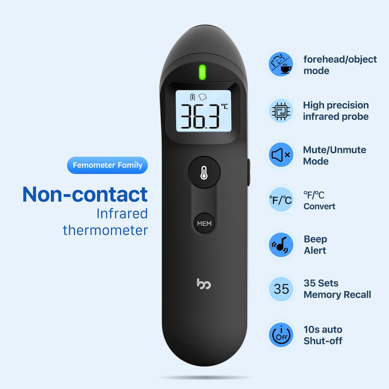 Fever thermometer contactless for babies and adults, digital forehead thermometer, infrared thermometer with immediate, accurate reading, fever alarm, black - NewNest Australia