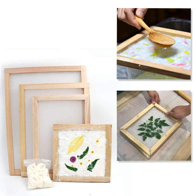 Worown 3 Size Wooden Paper Making Mould Frame Papermaking Screen for DIY Paper Craft and Dried Flower Handcraft - NewNest Australia
