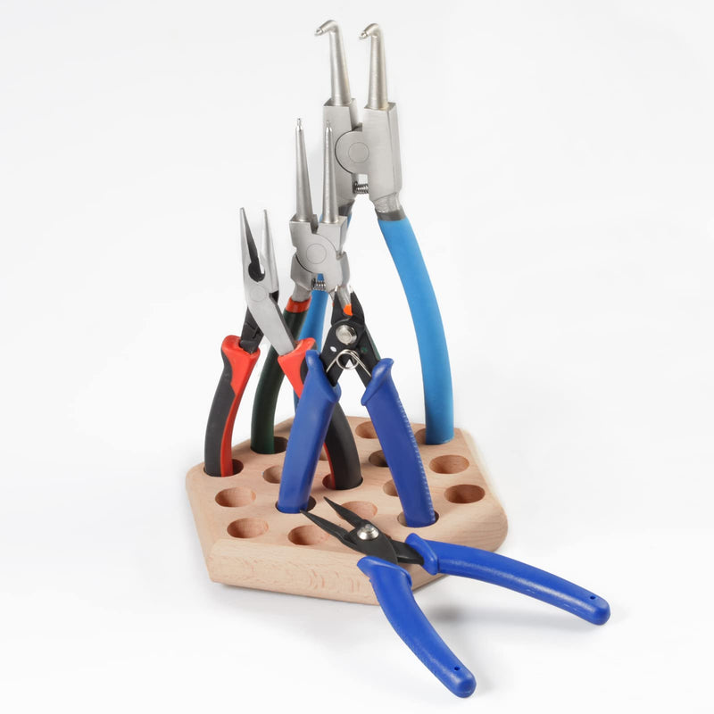 LEONTOOL Wood Pliers Block Wooden Plier Organizer Hardwood Pliers Holder Plier Rack with 19 Holes Storage Box Jeweller Hexagon - NewNest Australia