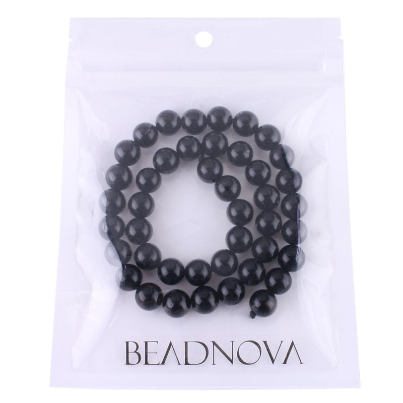 BEADNOVA 4mm Black Onyx Gemstone Round Loose Beads for Jewelry Making (90-92pcs) 01) Black Onyx Agate Round Beads - NewNest Australia