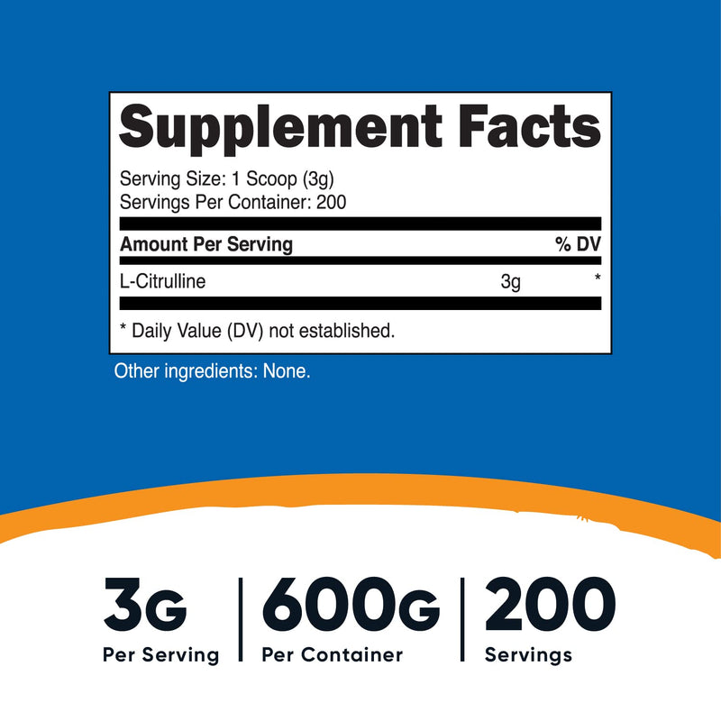 Nutricost Pure L-Citrulline (Base) Powder (600 Grams) 1.32 Pound (Pack of 1) - NewNest Australia