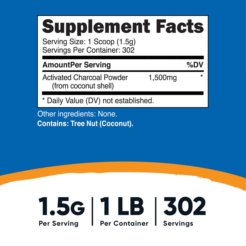 Nutricost Activated Charcoal Powder 1lb - Food Grade Powder, Vegetarian, Gluten Free, Non-GMO - NewNest Australia